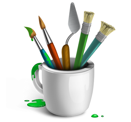 Artistic Paint Brushes And Cup Icon Download The Paint Brushes